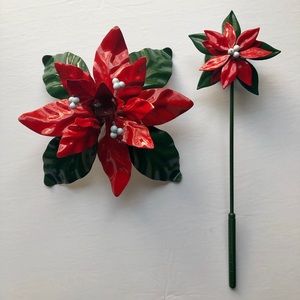 Vintage Department 56 Poinsettia Taper Candle Holder and Snuffer in Box